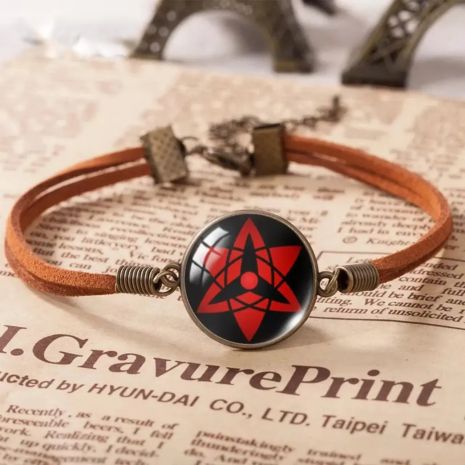 Кожаный браслет шаринган Наруто Sharingan Shippuuden в виде цветка глаз Аниме амулет талисман Naruto