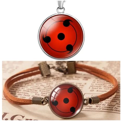 Набір кулон і браслет Наруто Sharingan Shippuuden у вигляді очей аніме амулет талісман