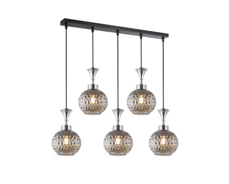 Люстра підвісна INTEREES IS W8001-5 SMOKE BK+CR Люстра підвісна INTEREES IS W8001-5 SMOKE BK+CR