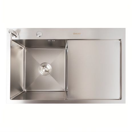 Кухонная мойка CM 78x50 L из нержавеющей стали, VALESO Handmade (круглый сифон 3,0/0,8)