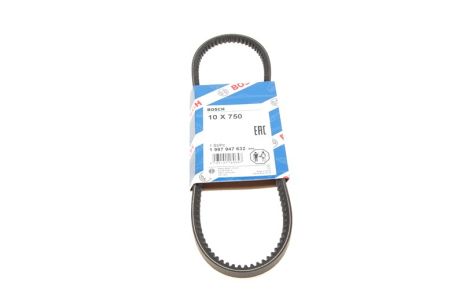 Ремінь клиновий AVX 10X750 DAIHATSU CUORE III, CJ8 2, TOYOTA 9952110745, SUZUKI 1752177300, BOSCH (1987947632)
