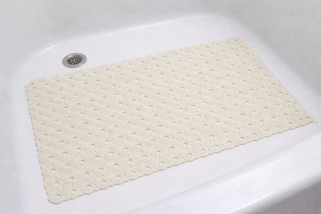 Присосочный коврик для ванны 69*37 см, форма круг 1806/Крем