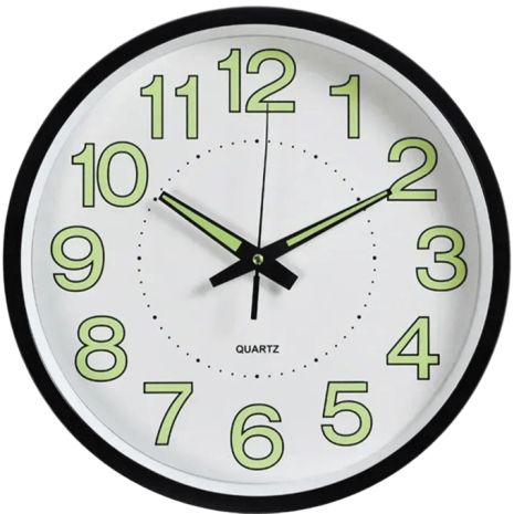 Фосфорний Безшумний Настінний Годинник Світиться Люмінофор Круглий (30 см) Timelike™ Ph-01-W білий