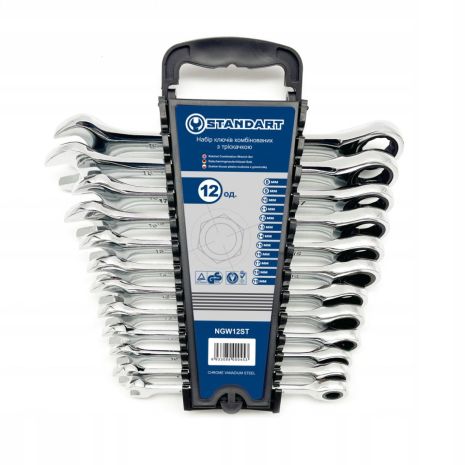 Набор ключей комбинированных с трещоткой 8-19мм 12ед. на холдере STANDART NGW12ST