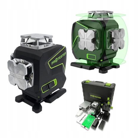 Профессиональный лазерный уровень PREMIUM, 4x360°(LCD, Bluetooth, ДУ, зеленый луч) PROTESTER LL516G Профессиональный лазерный уровень PREMIUM, 4x360°(LCD, Bluetooth, ДУ, зеленый луч) PROTESTER LL516G
