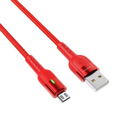 Кабель Borofone BU17 с индикатором USB to MicroUSB 1.2m красный Кабель Borofone BU17 с индикатором USB to MicroUSB 1.2m красный