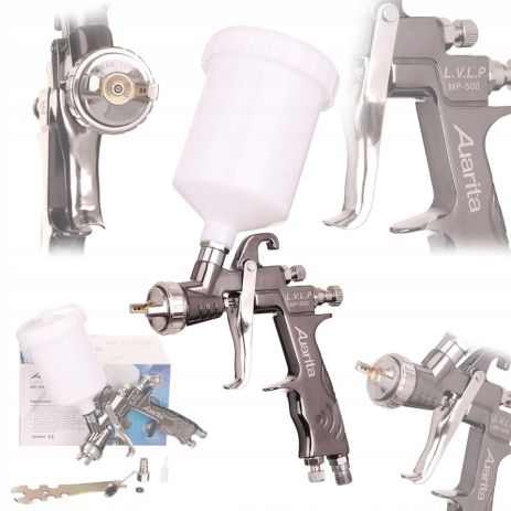 Краскопульт пневматичний тип LVLP верх.пласт.бачок 600мл, форсунка-1,4мм AUARITA MP-500-1.4