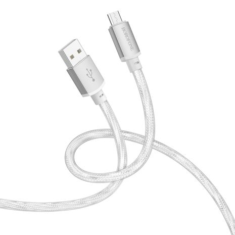 Кабель Borofone BX95 USB to MicroUSB 1m сріблястий