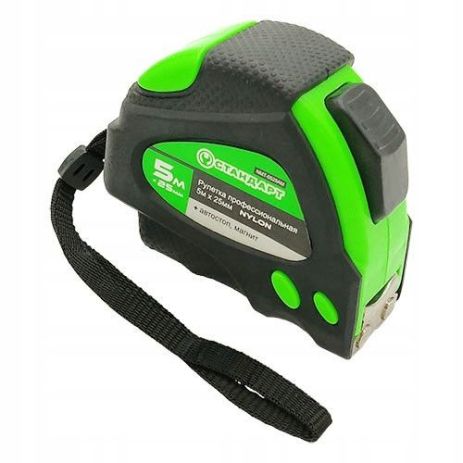 Професійна рулетка NYLON з автостопом полотна та магнітом 5м*25мм СТАНДАРТ STANDART NMT-0525AM
