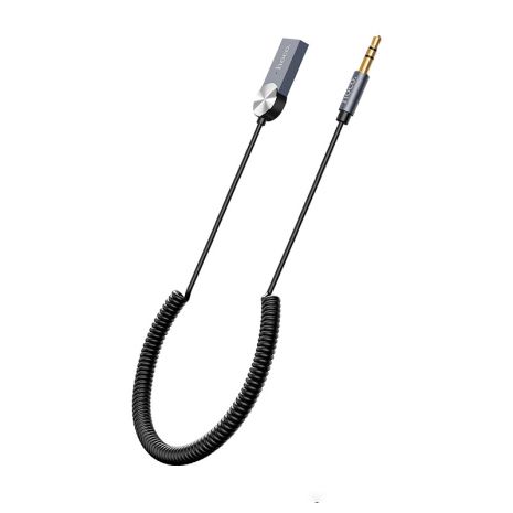 AUX кабель Hoco DUP02 Bluetooth to Jack 3.5 пружинный автомобильного аудиоресивера черный