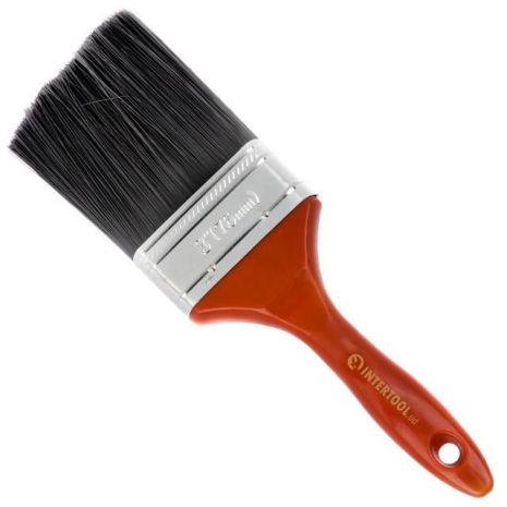 Флейцевая кисть "Лакра", 76*18*76 мм, пластиковая ручка INTERTOOL KT-1476