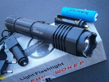 Ліхтар-шокер Police BL-4339 СОР 580000КV / акумулятор Li-ion 18650 / microUSB / автозарядка / металевий / 18,5 см