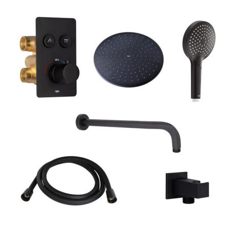 Акційний набір Qtap: Змішувач для душу Votice QTVOT6442T105NKB + Лійка QTHLAVA228O1ZBB+Лійка QTRUCA120O3KBB+Шланг