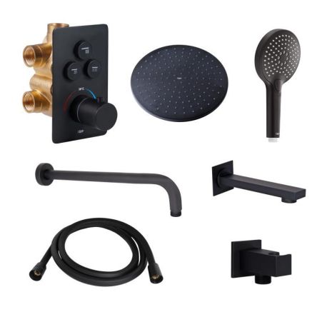 Акційний набір Qtap: Змішувач для душу Votice QTVOT6443T105NKB+Лійка QTHLAVA228O1ZBB+Лійка