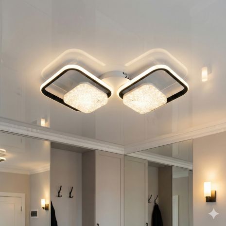 Люстра потолочная современная Diasha 65W до 16 м² цвет Черный + Белый 2566WH+BK dimmer