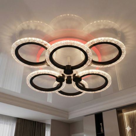 Люстра светодиодная акрил прозрачный Diasha 74W до 18 м² цвет Чeрный A8180/3+3BK 3col dim