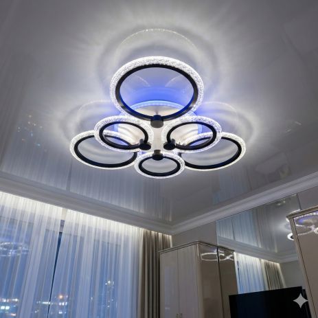 Потолочный лед светильник прозрачный акрил Diasha 90W до 20 м² цвет Чeрный AD8180/3+3BK 3col dim