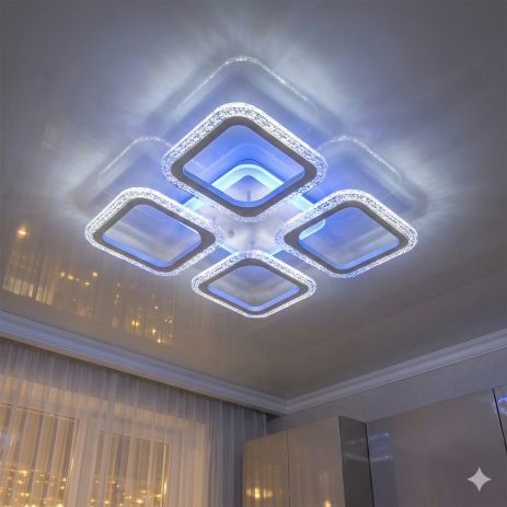 Люстра в гостиную с прозрачным акрилом Diasha 55W до 12 м² цвет Белый AS8170/4WH 3col dim