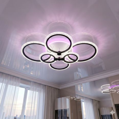 Светильник LED прозрачный акрил Diasha 105W до 20 м² цвет Чeрный A8180/6BK 3col dim