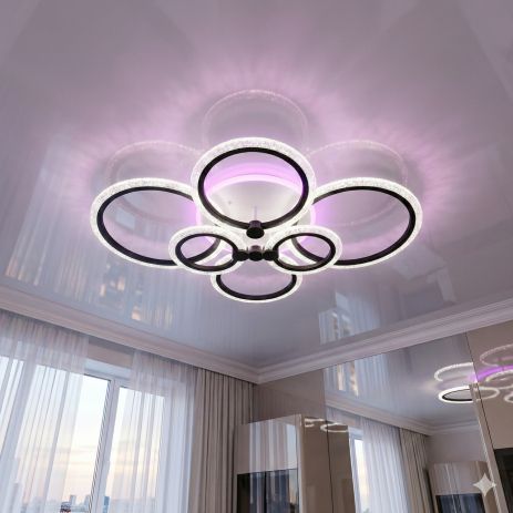 Светильник LED прозрачный акрил Diasha 105W до 20 м² цвет Чeрный A8180/6BK 3col dim