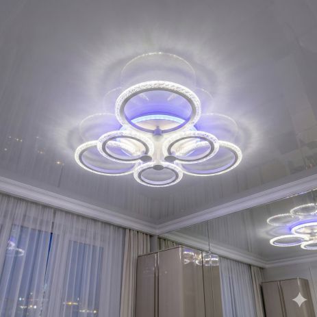Люстра LED із прозорого акрилу Diasha 90W до 20 м² колір Білий AD8180/3+3WH 3col dim