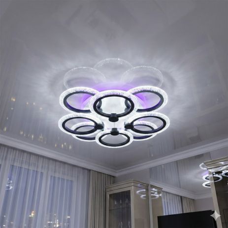 Светильник прозрачный акрил лед Diasha 92W до 20 м² цвет Чeрный A8180/4+4BK 3col dim