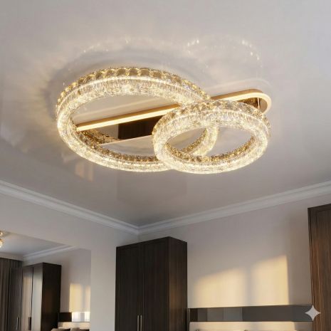 Люстра современная акриловая с пультом Diasha 180W до 30 м² цвет Золото MX6027/600+400S-gold