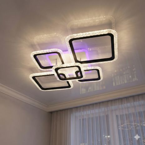 Современная люстра прозрачный акрил Diasha 85W до 18 м² цвет Чeрный A8170/2+3BK 3col dim