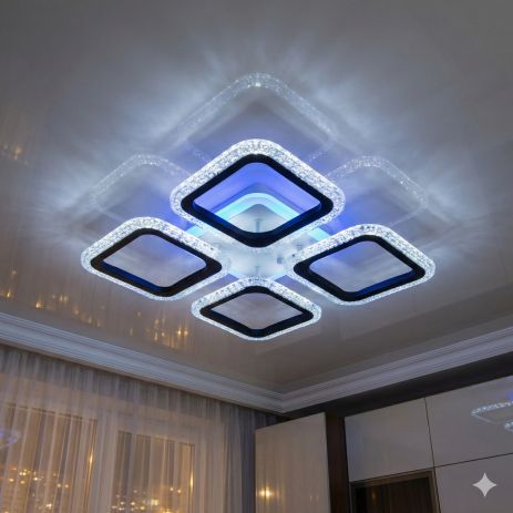 Люстра из прозрачного акрила LED Diasha 55W до 12 м² цвет Чeрный AS8170/4BK 3col dim