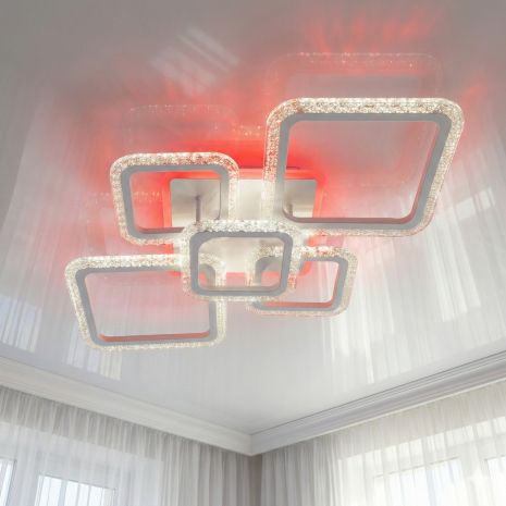 Светодиодная люстра с прозрачным акрилом Diasha 85W до 18 м² цвет Белый A8170/2+3WH 3col dim