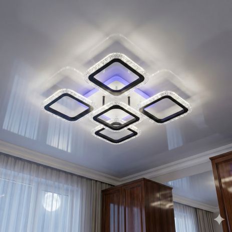 Люстра в спальню прозрачный акрил Diasha 70W до 16 м² цвет Чeрный AS8170/4+1BK 3col dim