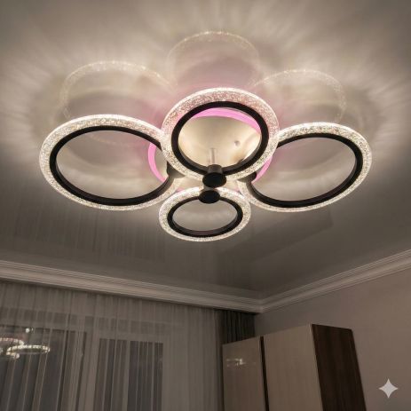 Потолочная люстра прозрачный акрил Diasha 75W до 18 м² цвет Чeрный A8180/4BK 3col dim