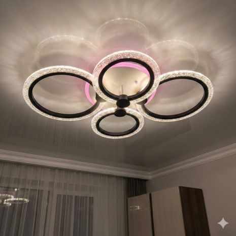 Потолочная люстра прозрачный акрил Diasha 75W до 18 м² цвет Чeрный A8180/4BK 3col dim