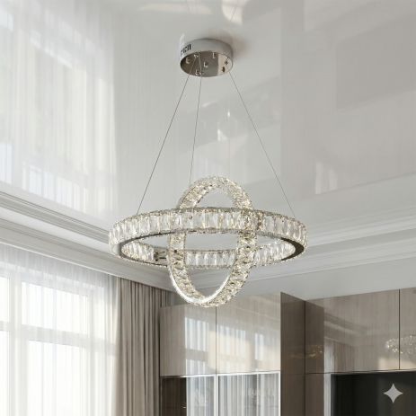 Люстра в гостиную хрустальная подвесная Diasha 88W до 18 м² цвет Хром D8886/500-2B CH