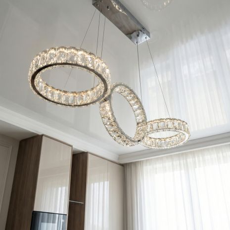 Люстра подвесная хрустальная в зал Diasha 68W до 16 м² цвет Хром D8893/250x3B CH