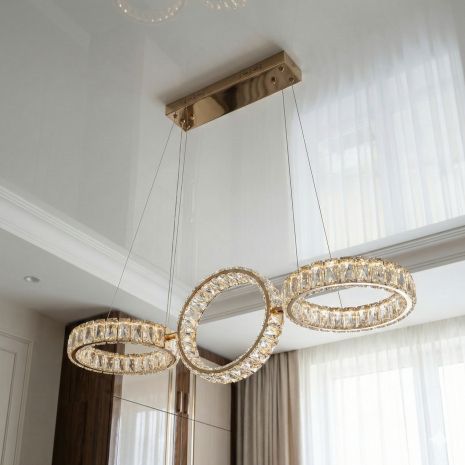 Лед люстра подвесная с хрусталем Diasha 68W до 16 м² цвет Золотистый D8893/250x3B G