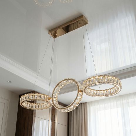 Лед люстра подвесная с хрусталем Diasha 68W до 16 м² цвет Золотистый D8893/250x3B G