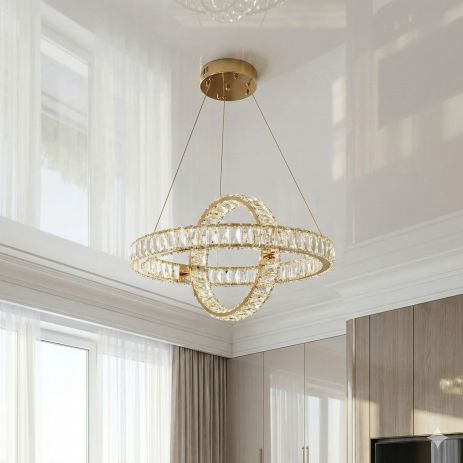 Люстра кольца хрусталь Diasha 88W до 18 м² цвет Золотистый D8886/500-2B G