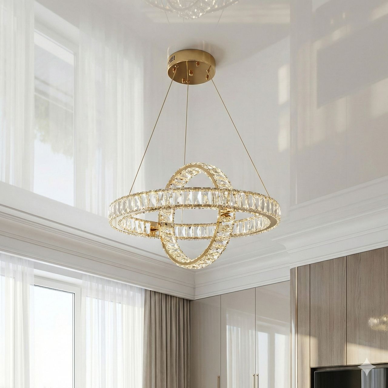 Люстра кольца хрусталь Diasha 88W до 18 м² цвет Золотистый D8886/500-2B G Люстра кольца хрусталь Diasha 88W до 18 м² цвет Золотистый D8886/500-2B G