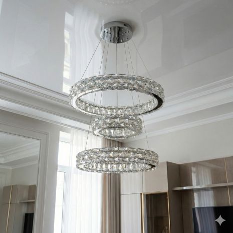 Хрустальная люстра подвес лед Diasha 70W до 16 м² цвет Хром 7897/500+400+300CH