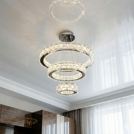 Люстра кришталева підвісна для спальні Diasha 70W до 16 м² колір Хром 7896/600+400+200CH