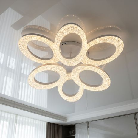 Люстра в спальню фактурный акрил Diasha 60W до 16 м² цвет Белый S5607/3+3WH