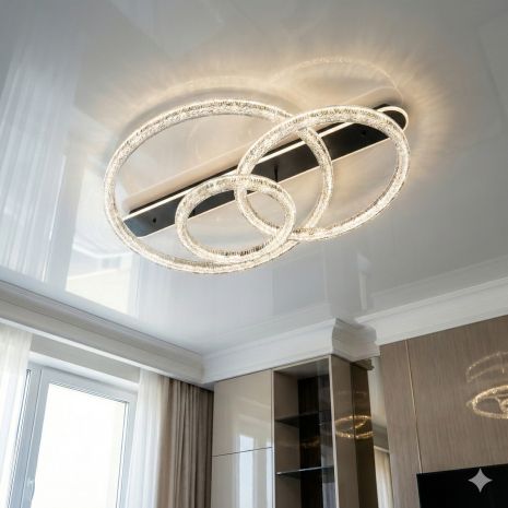 Люстра в гостиную с фактурным акрилом Diasha 165W до 30 м² цвет Черный D9711/800+600+400BK