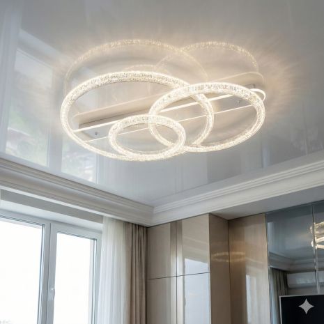 Люстра современная фактурный акрил Diasha 165W до 30 м² цвет Белый D9711/800+600+400WH