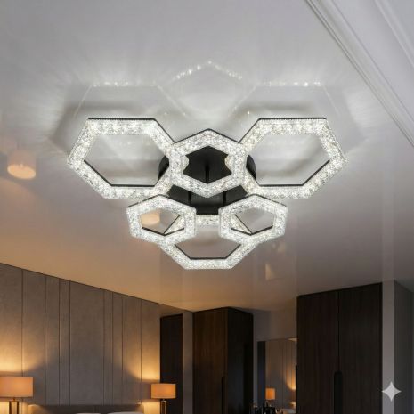 Люстра с акрилом в спальню Diasha 75W до 18 м² цвет Черный 6653/3+3BK