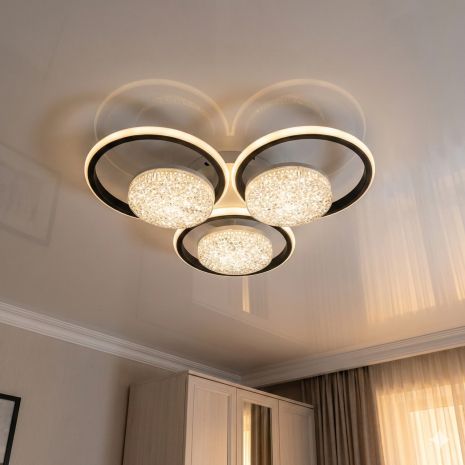 Современный акриловый светильник Diasha 82W до 18 м² цвет Белый + Черный 2563WH+BK DIMMER