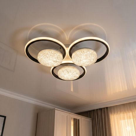 Современный акриловый светильник Diasha 82W до 18 м² цвет Белый + Черный 2563WH+BK DIMMER