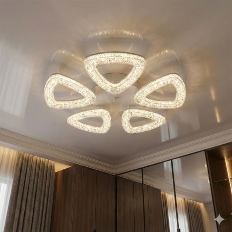 Люстра в гостиную с акрилом Diasha 54W до 12 м² цвет Белый 6633/5S WH