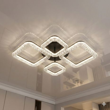 Светодиодная люстра из акрила Diasha 70W до 16 м² цвет Черный 5179/2+2BK Светодиодная люстра из акрила Diasha 70W до 16 м² цвет Черный 5179/2+2BK