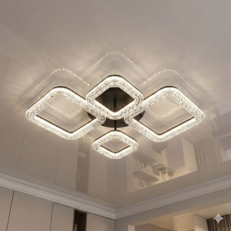 Светодиодная люстра из акрила Diasha 70W до 16 м² цвет Черный 5179/2+2BK Светодиодная люстра из акрила Diasha 70W до 16 м² цвет Черный 5179/2+2BK